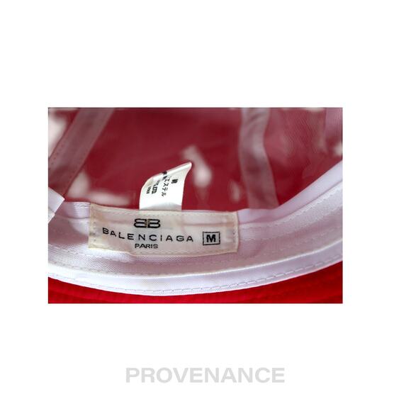 🔴 Balenciaga BB Logo Embroidered Bucket Hat - Red M - Picture 7 of 9